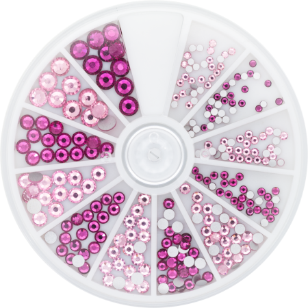 Rhinestone Wheel Roze and Fuchsia 6 sizes 270pcs