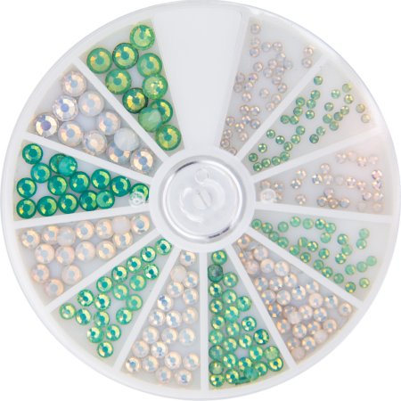 Frosted Rhinestones White and Green 6 sizes 270pcs